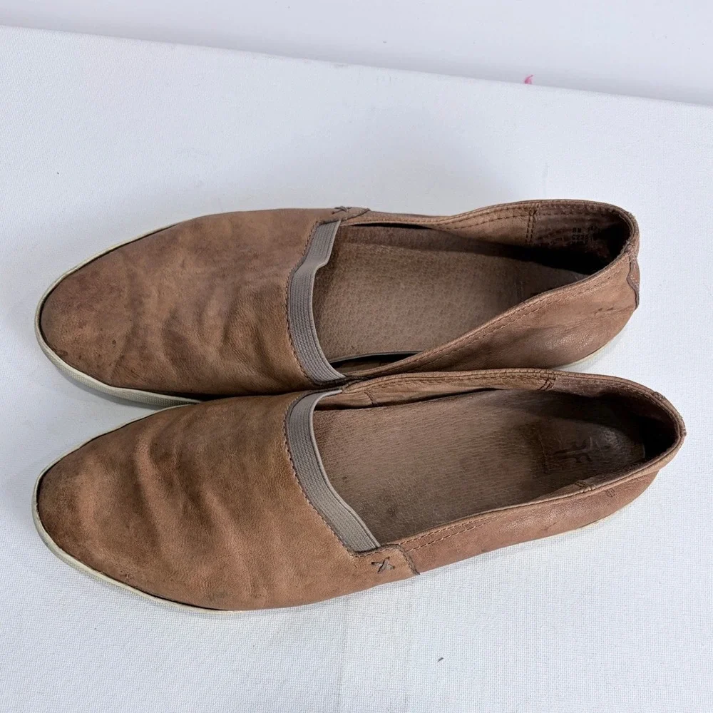 Frye Brown Nubuck Slip-On Flats Minimal Euro Comfort Travel 8M‎